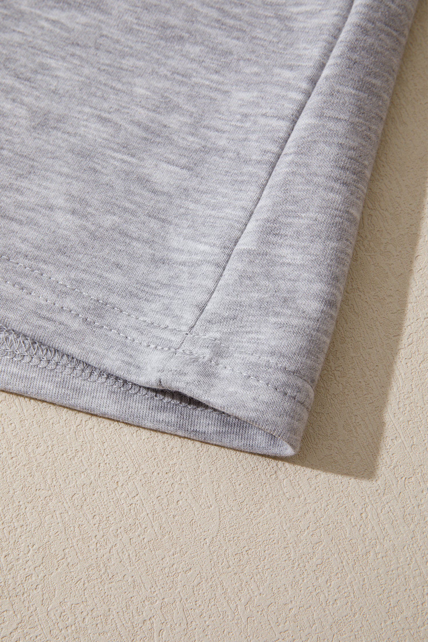 Light Grey Patchwork Detail Raw Edge Oversize Tee
