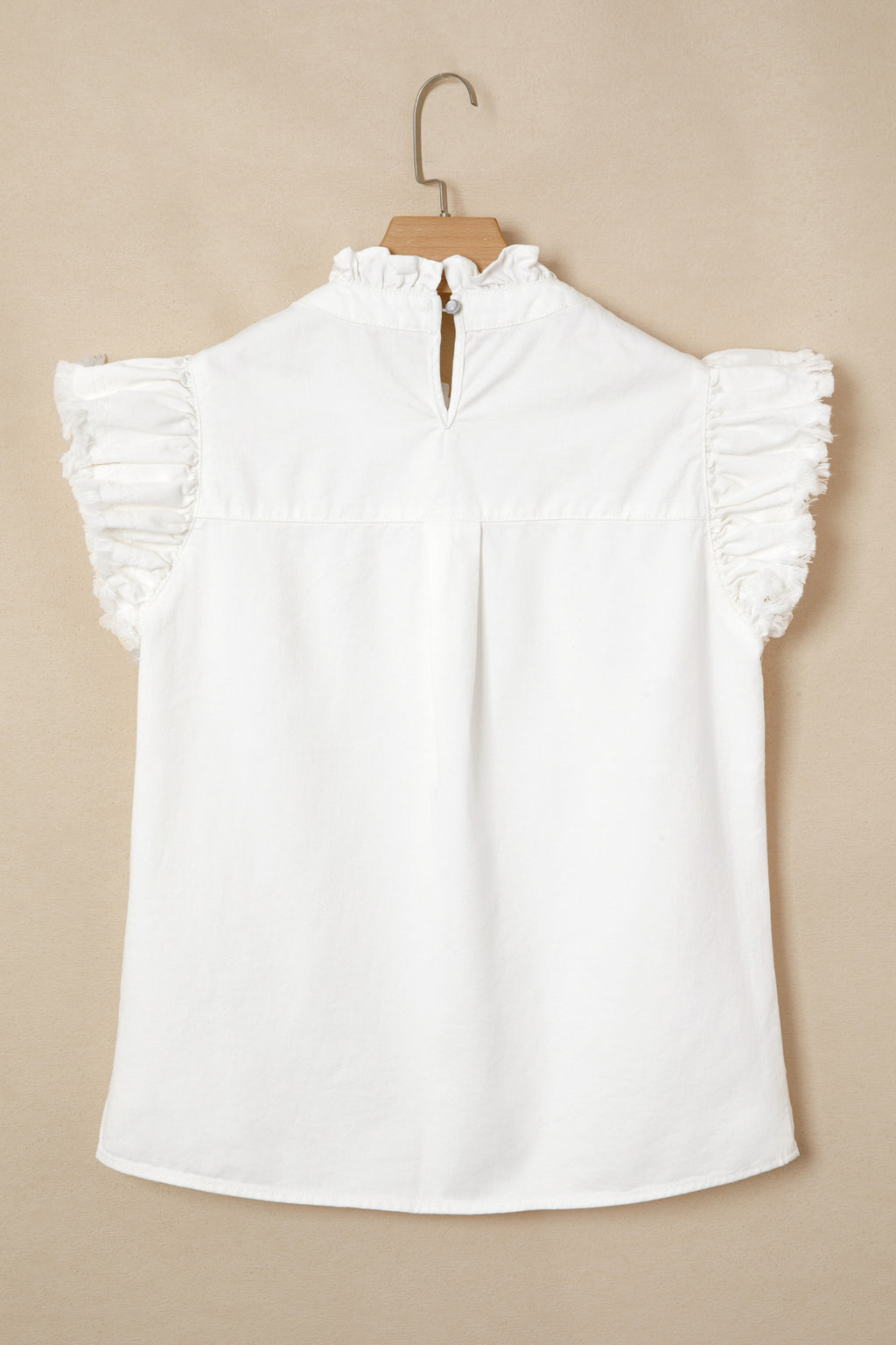 Beau Blue Frilled Collar Flutter Sleeve Denim Top