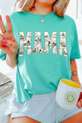 Mint Green Mallard Duck Print MAMA Lettering Graphic T Shirt