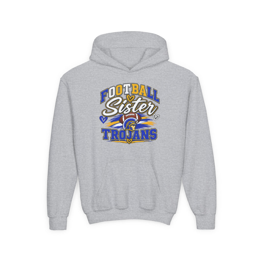 Youth Hoodie - "Football Sister" Trojans Team Spirit Pullover