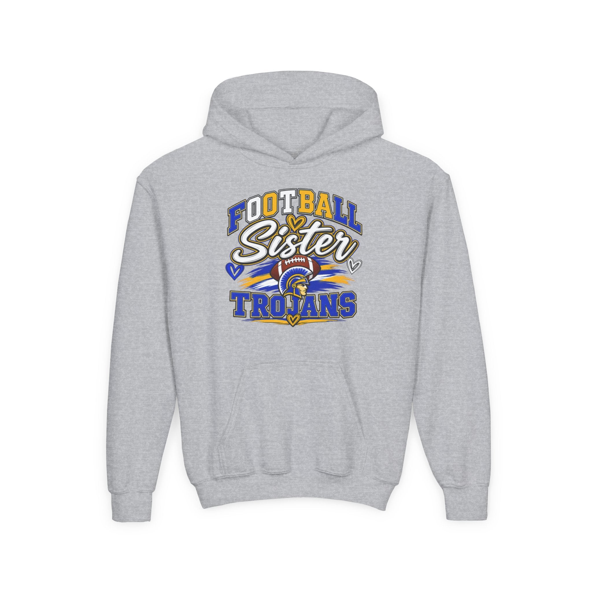 Youth Hoodie - "Football Sister" Trojans Team Spirit Pullover