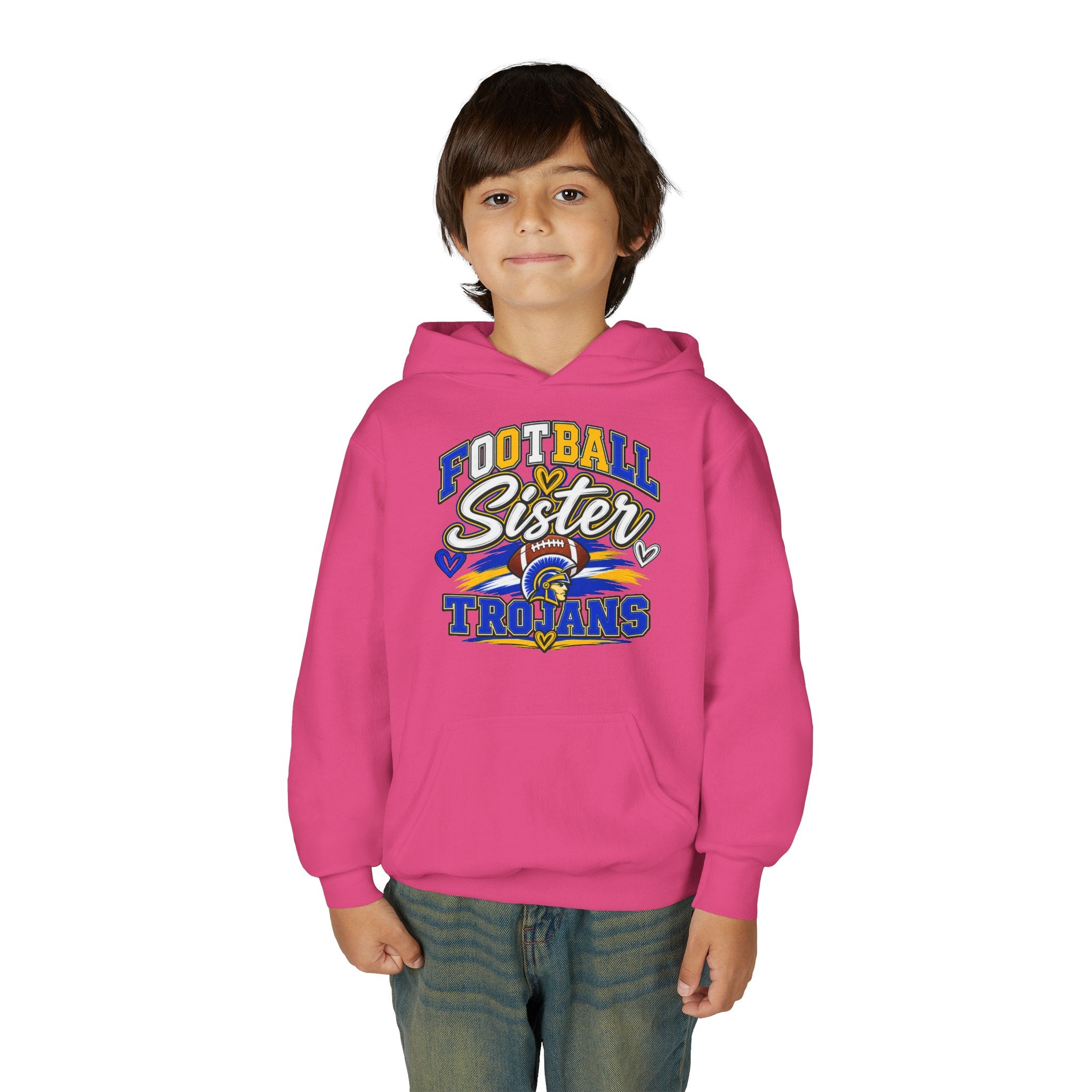 Youth Hoodie - "Football Sister" Trojans Team Spirit Pullover