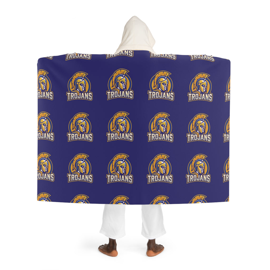 Trojans Hooded Sherpa Blanket — Cozy Fleece Hoodie with Team Logo