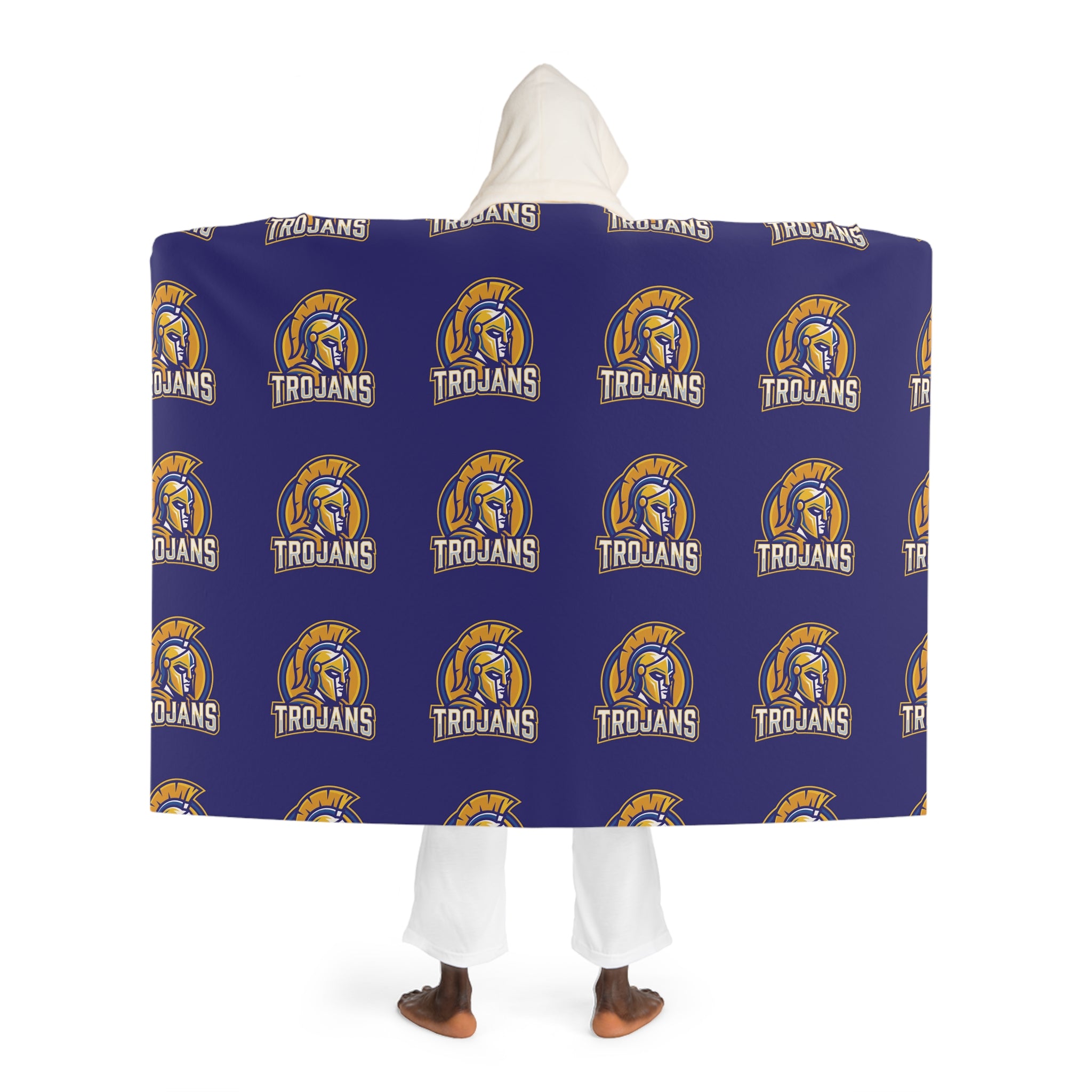Trojans Hooded Sherpa Blanket — Cozy Fleece Hoodie with Team Logo