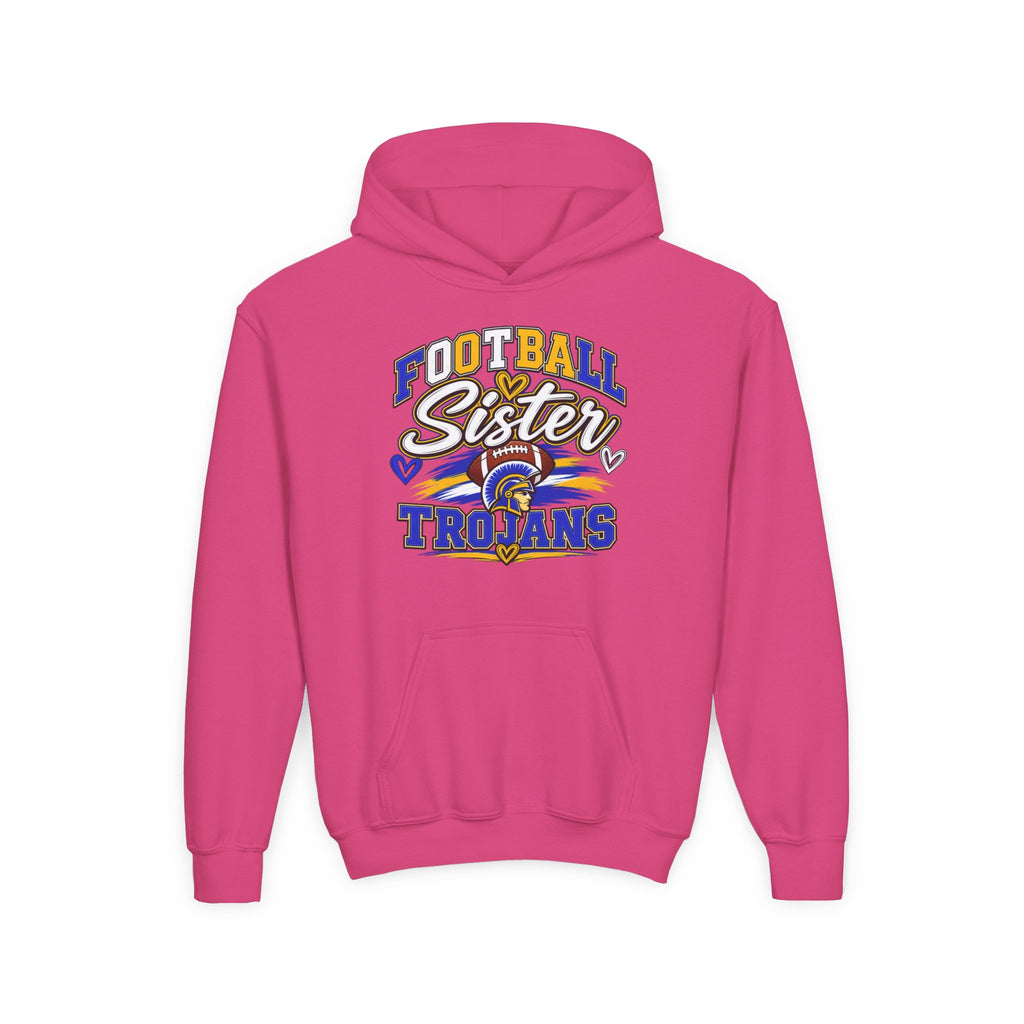 Youth Hoodie - "Football Sister" Trojans Team Spirit Pullover