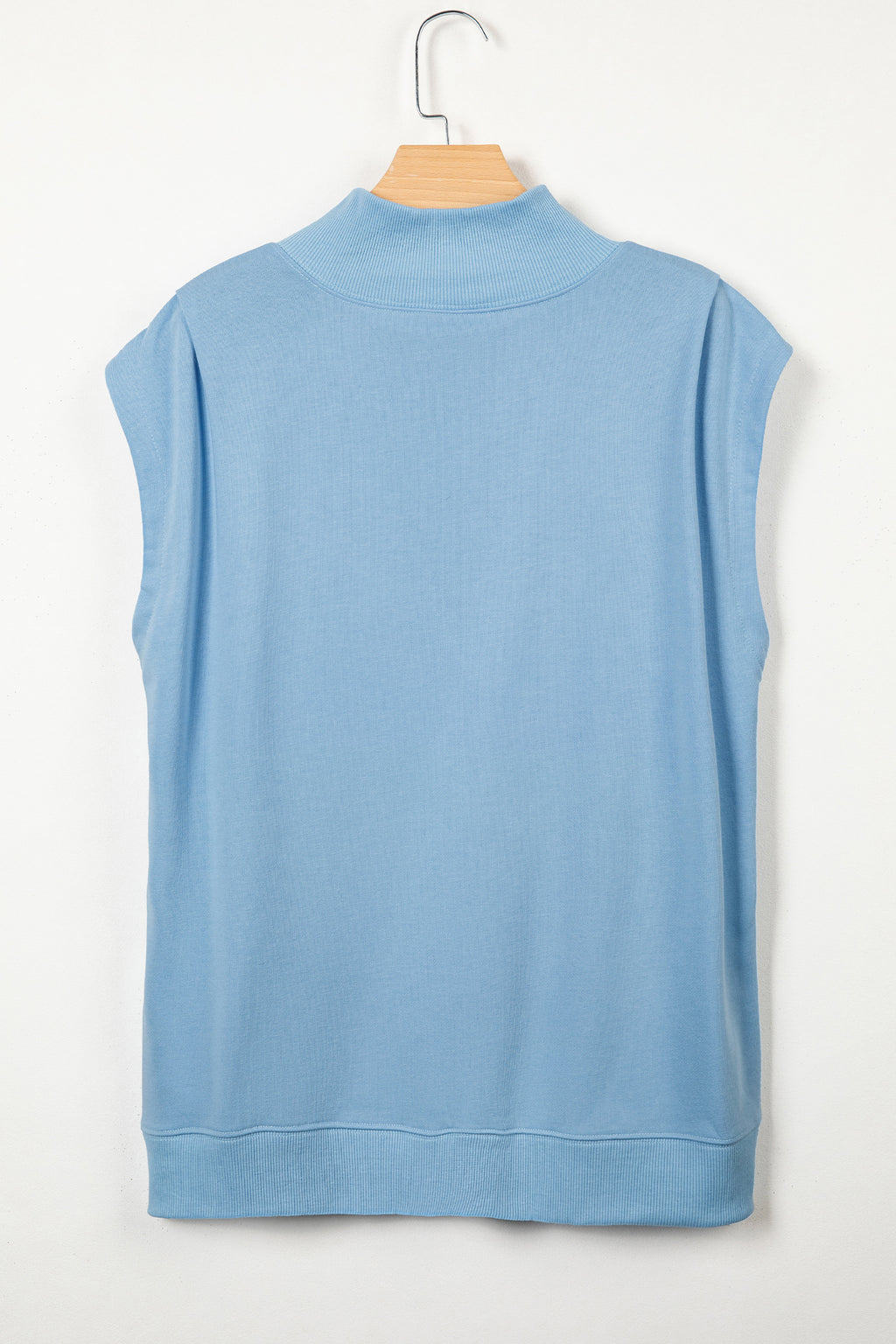 Yellow Solid Color High Neck Cap Sleeve Loose Top