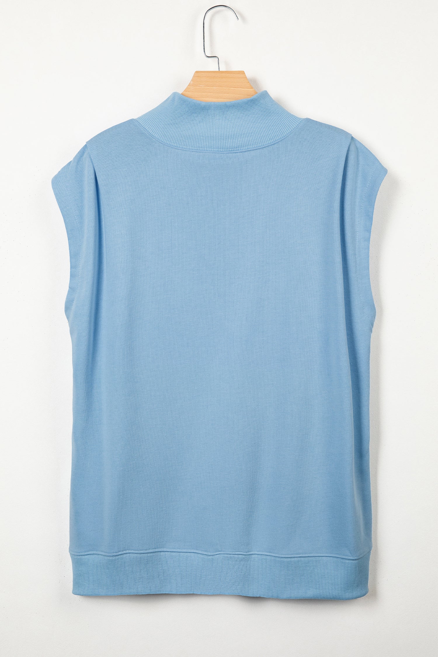 Yellow Solid Color High Neck Cap Sleeve Loose Top