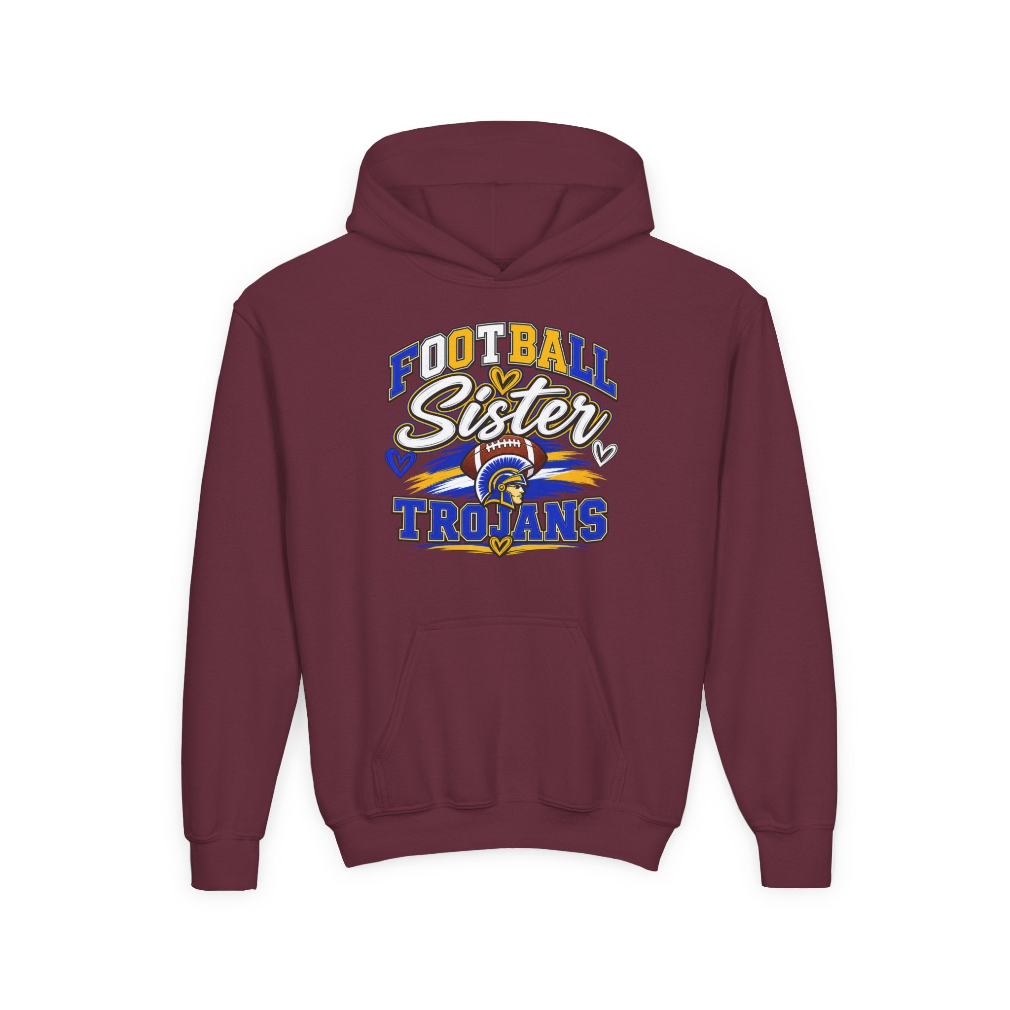 Youth Hoodie - "Football Sister" Trojans Team Spirit Pullover
