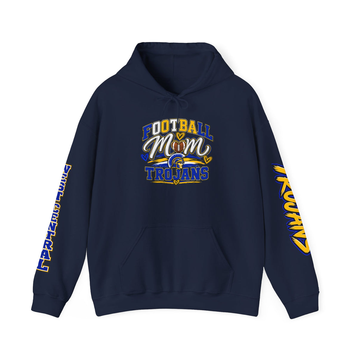 Football Mom Hoodie — Trojans West Central Sleeve Design