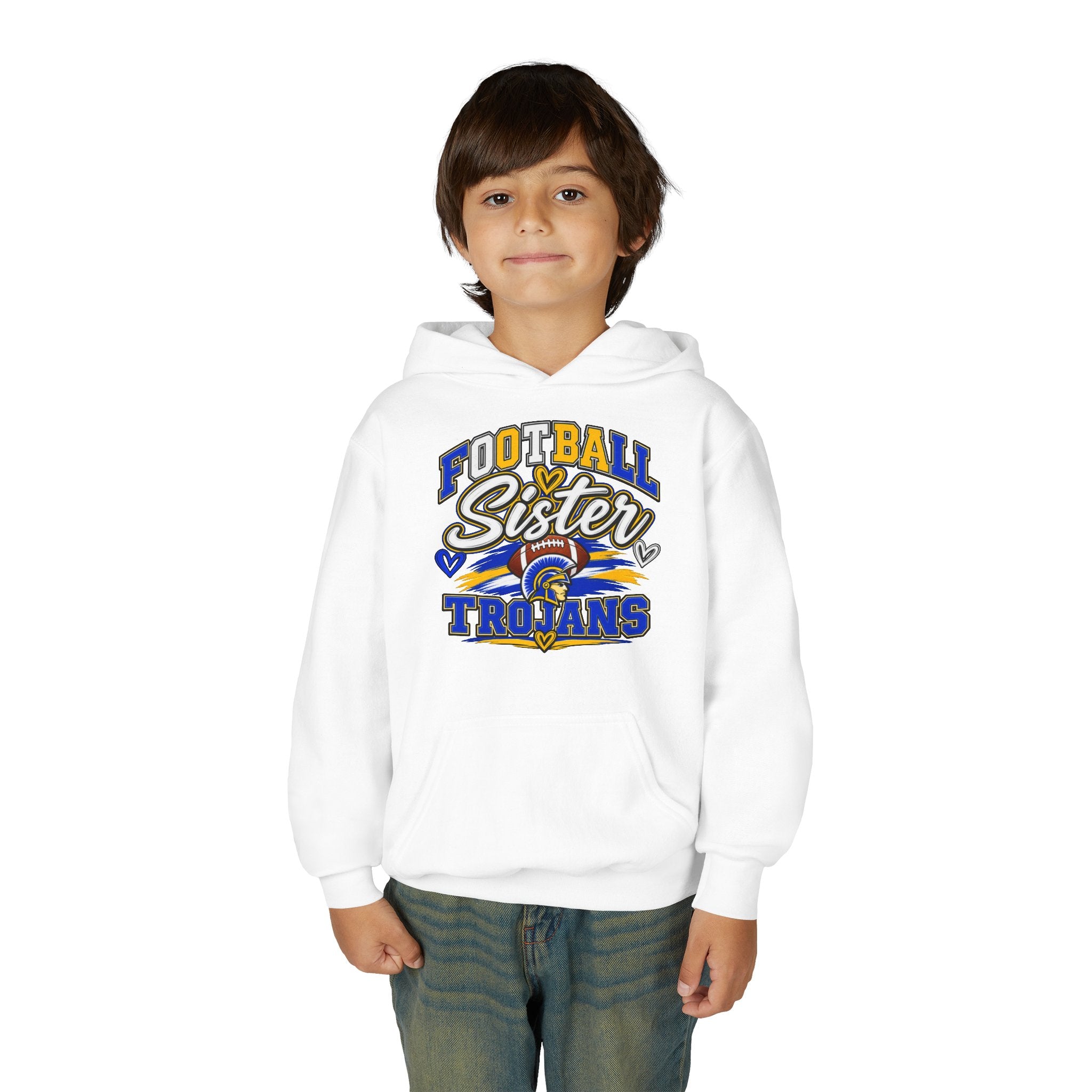 Youth Hoodie - "Football Sister" Trojans Team Spirit Pullover