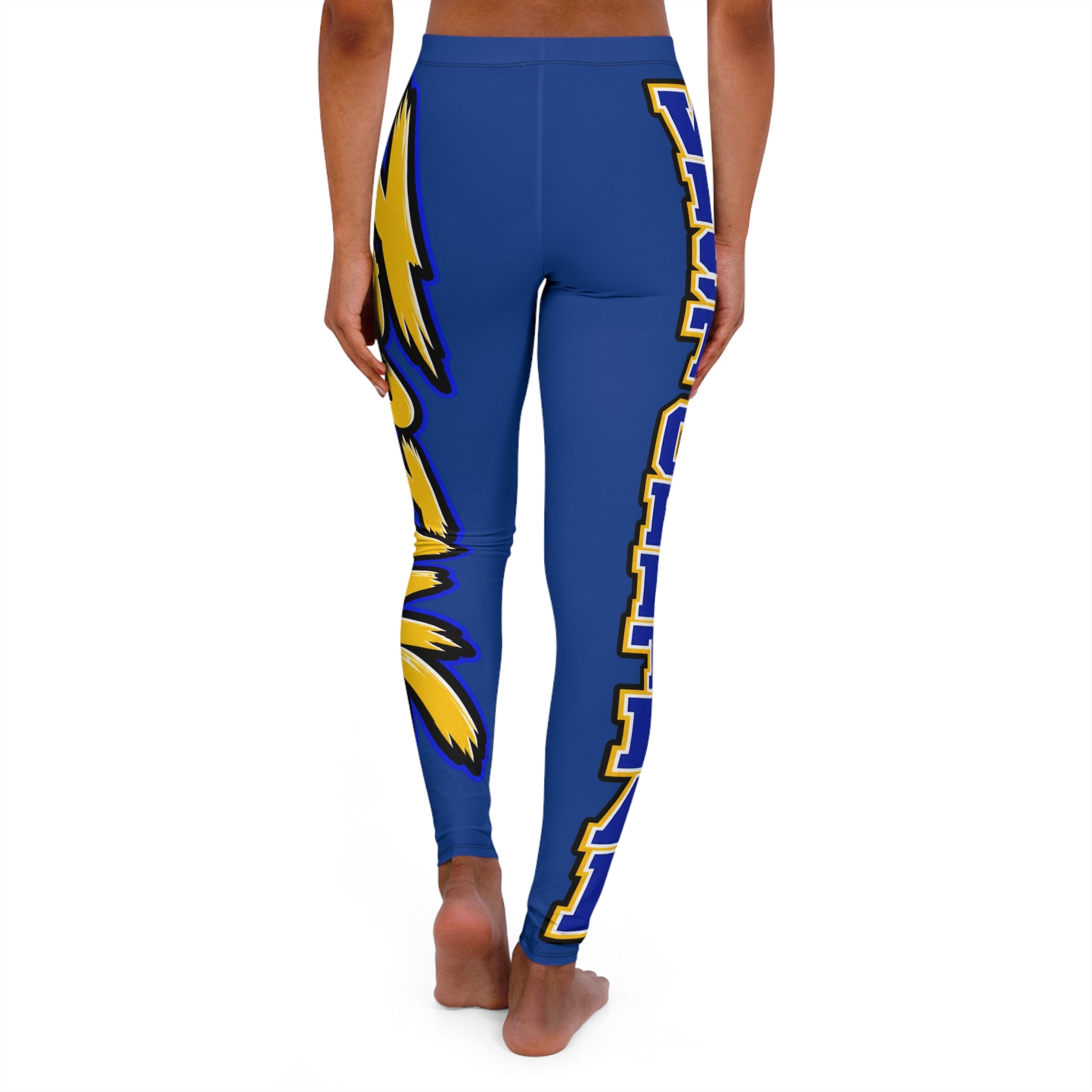 Blue & Gold 'Falcons' Athletic Leggings — All-Over Print Team Spirit