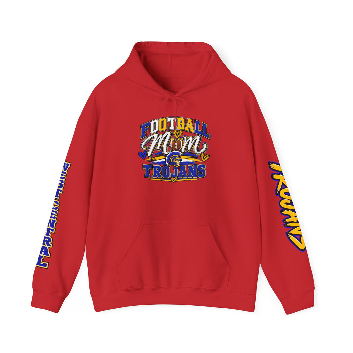 Football Mom Hoodie — Trojans West Central Sleeve Design
