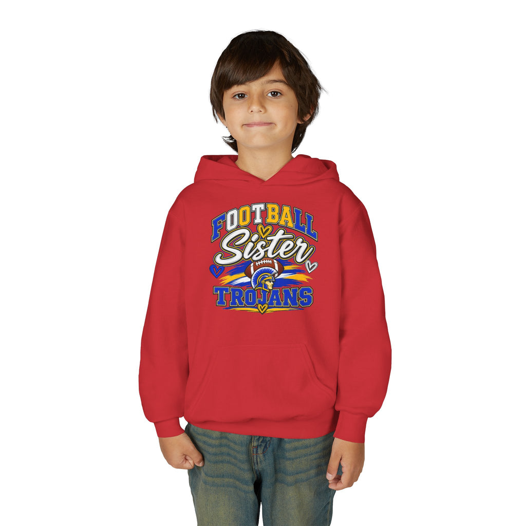 Youth Hoodie - "Football Sister" Trojans Team Spirit Pullover
