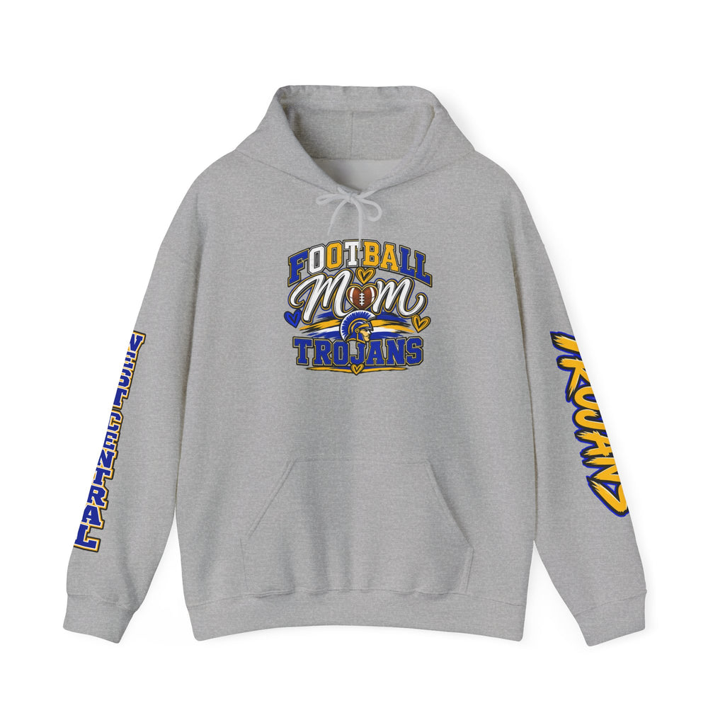 Football Mom Hoodie — Trojans West Central Sleeve Design