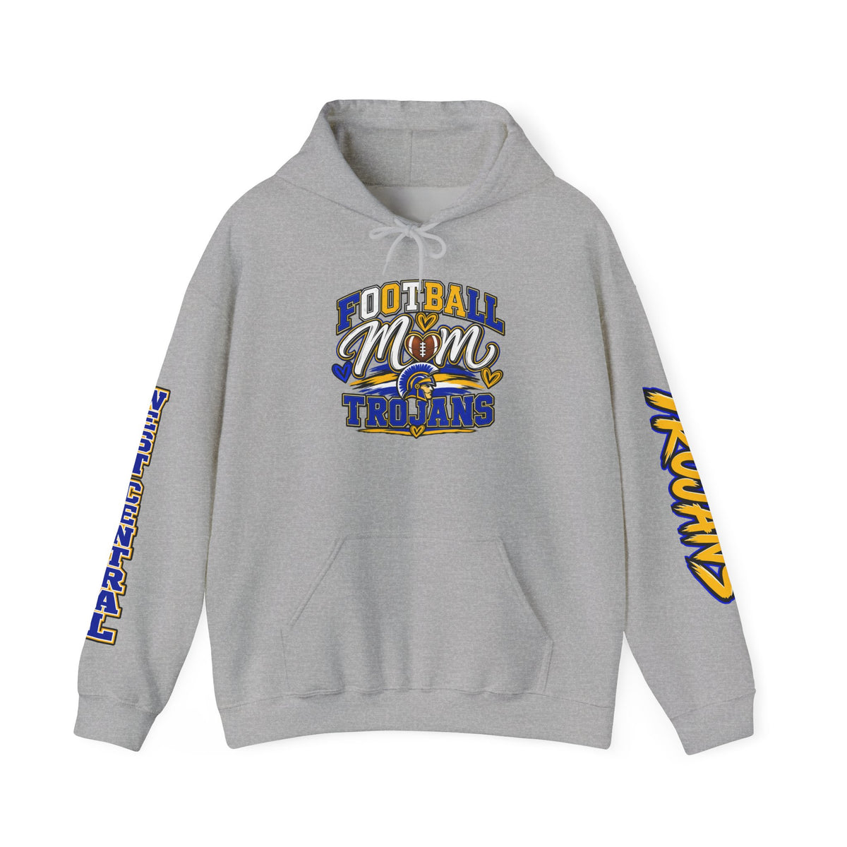 Football Mom Hoodie — Trojans West Central Sleeve Design