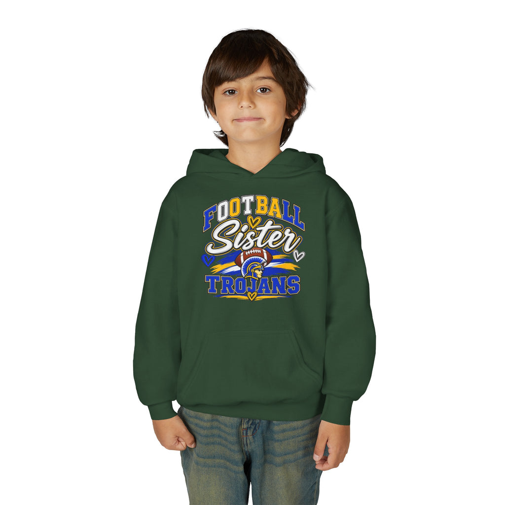 Youth Hoodie - "Football Sister" Trojans Team Spirit Pullover