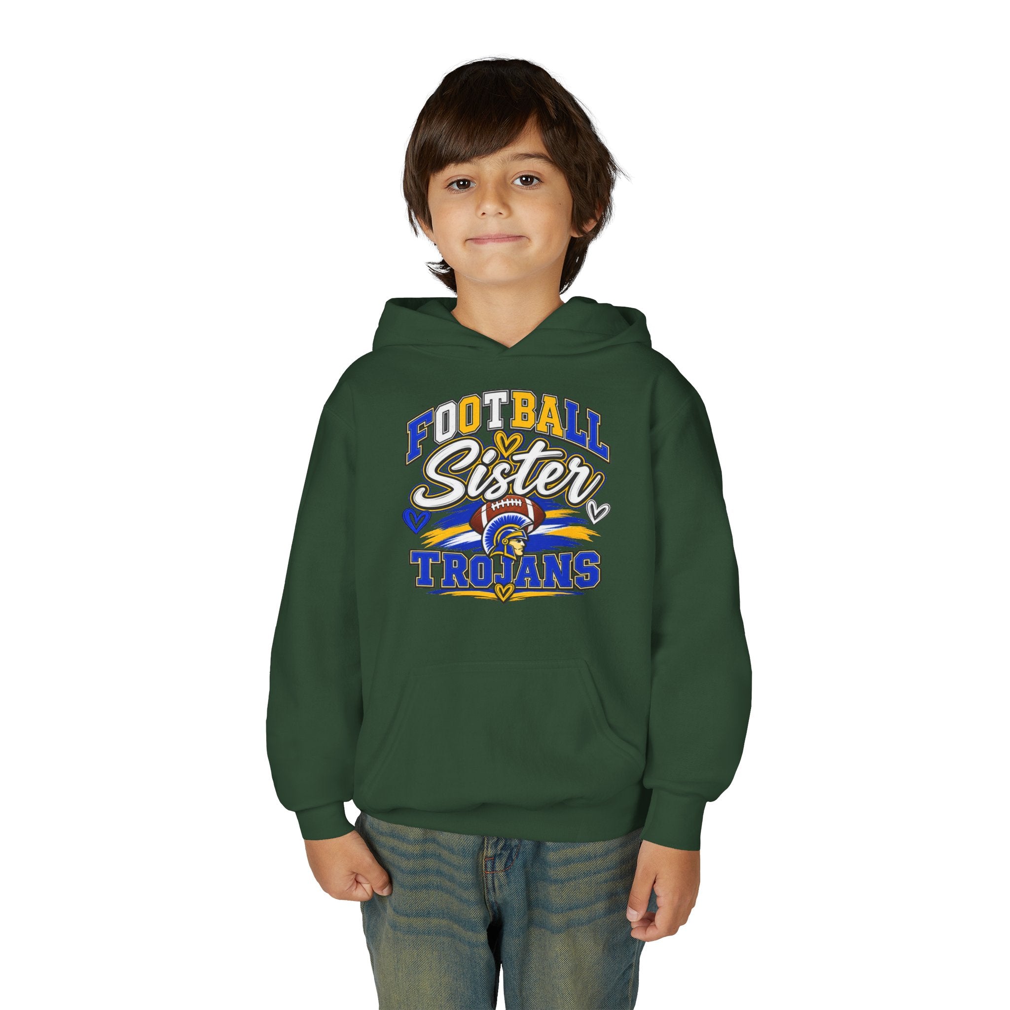 Youth Hoodie - "Football Sister" Trojans Team Spirit Pullover