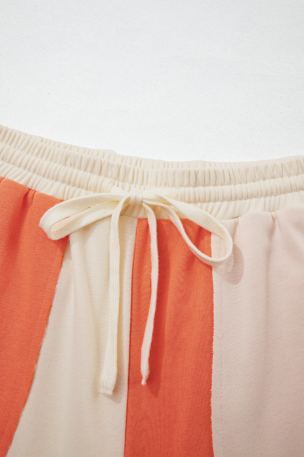 Russet Orange Raw Seam Colorblock Wide Leg Ankle Length Casual Pants