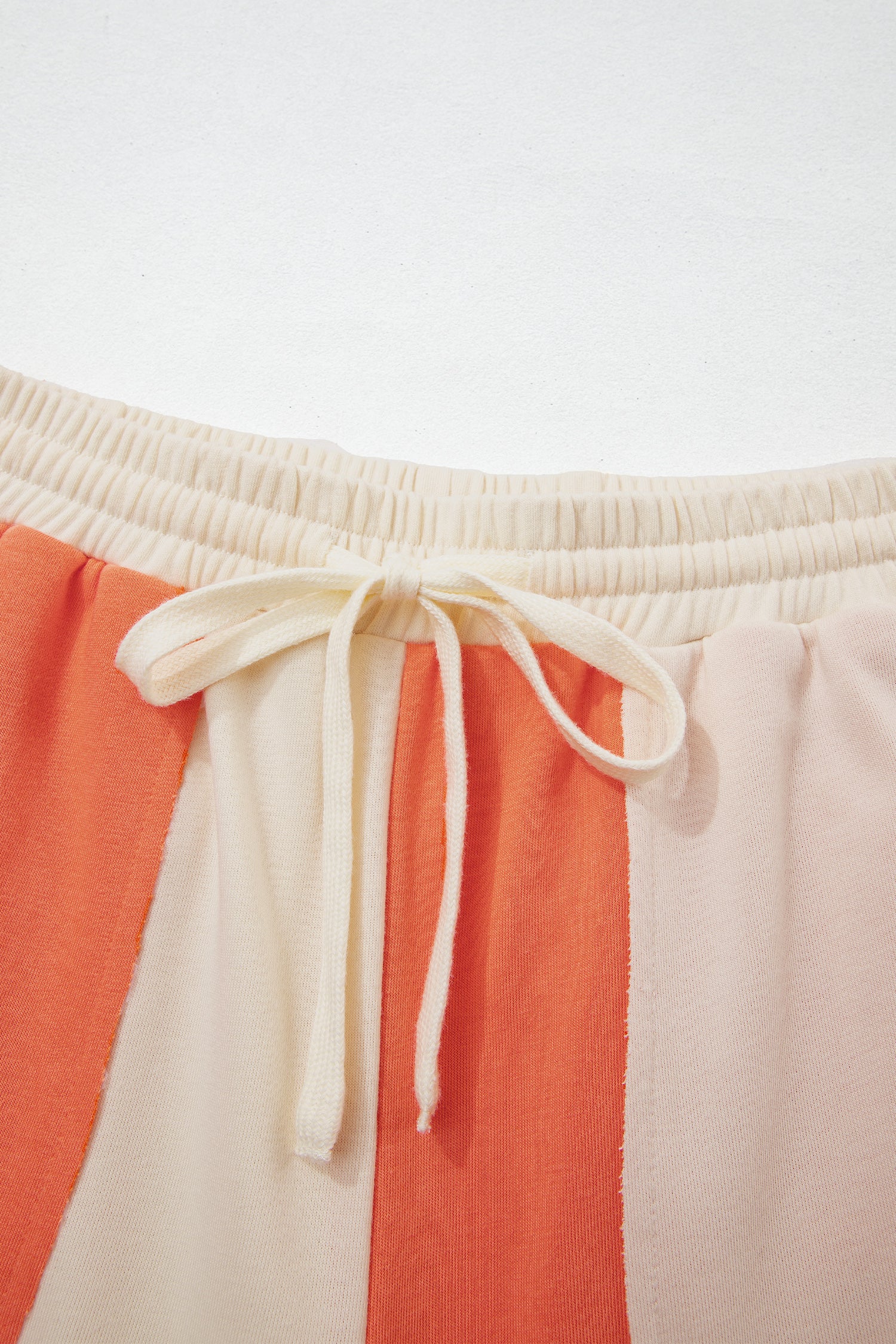 Russet Orange Raw Seam Colorblock Wide Leg Ankle Length Casual Pants