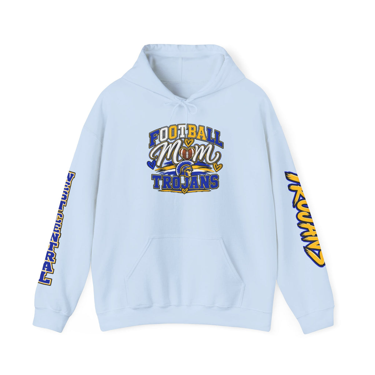 Football Mom Hoodie — Trojans West Central Sleeve Design
