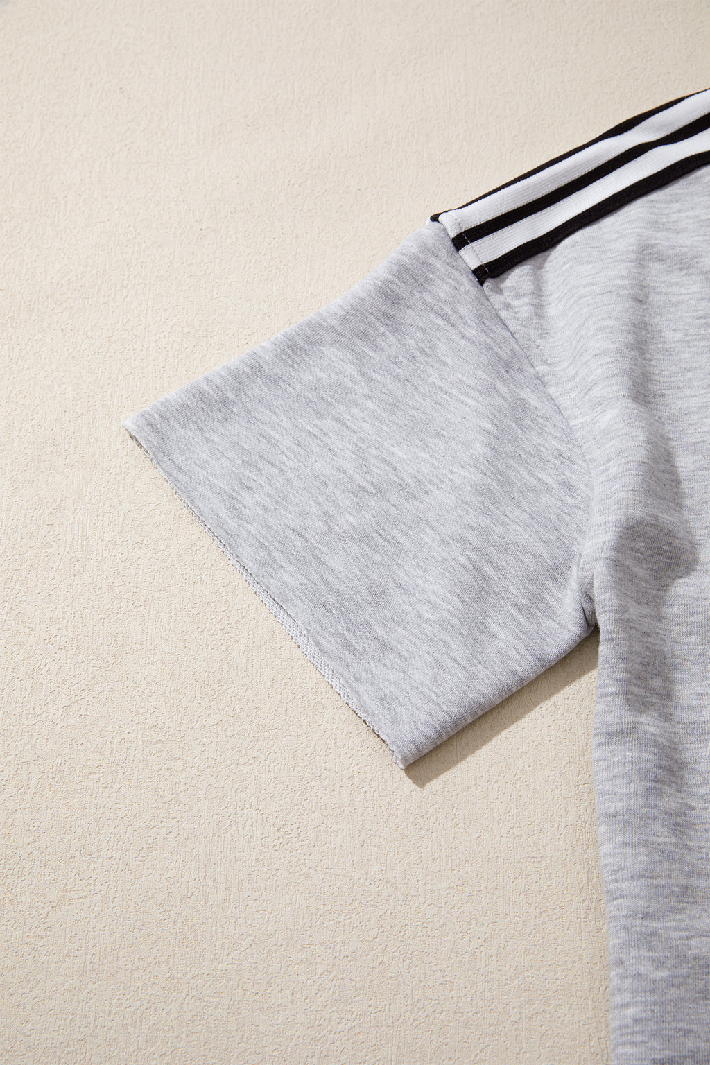 Light Grey Patchwork Detail Raw Edge Oversize Tee