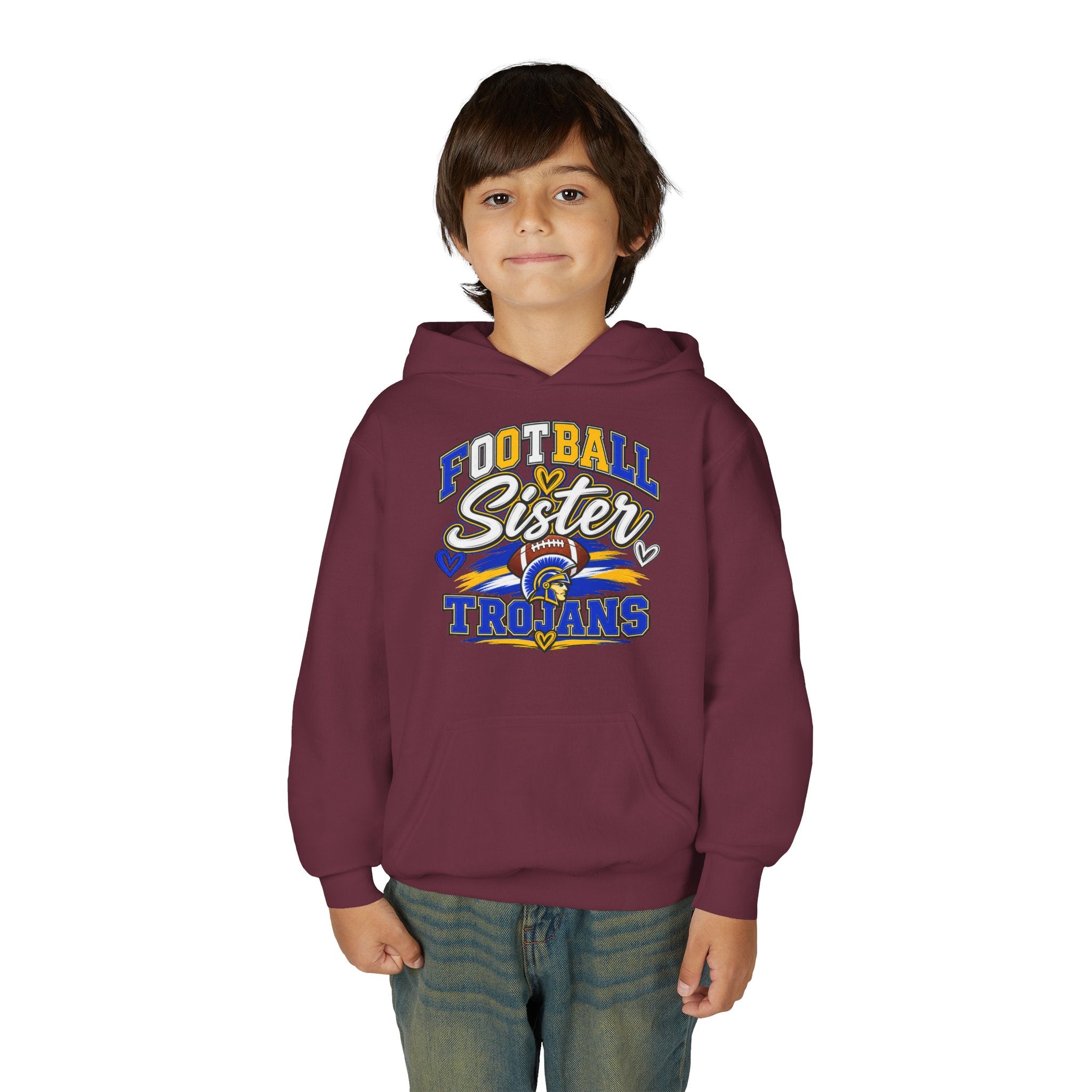 Youth Hoodie - "Football Sister" Trojans Team Spirit Pullover