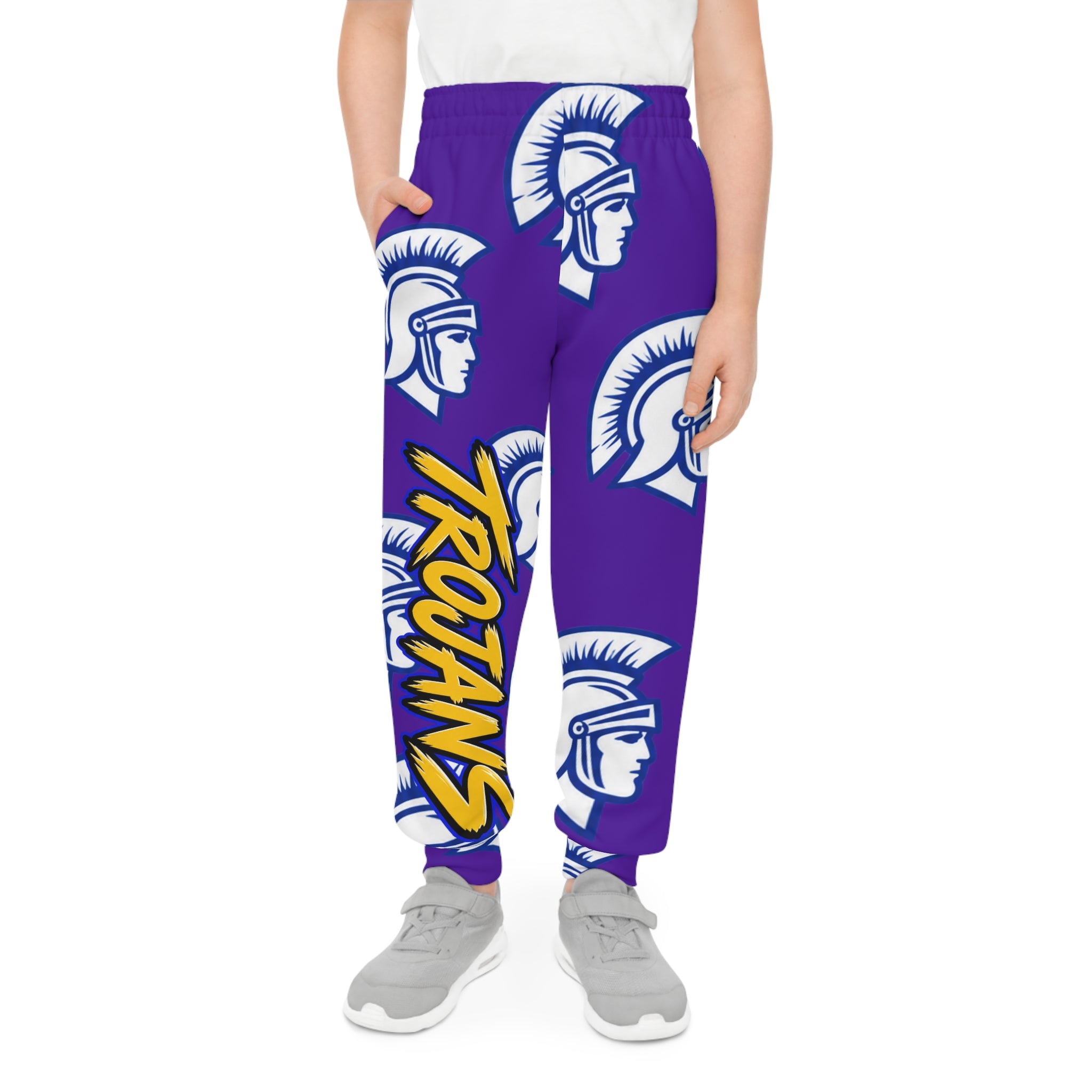 Youth Trojans All-Over Print Joggers — Purple Helmet Team Pants