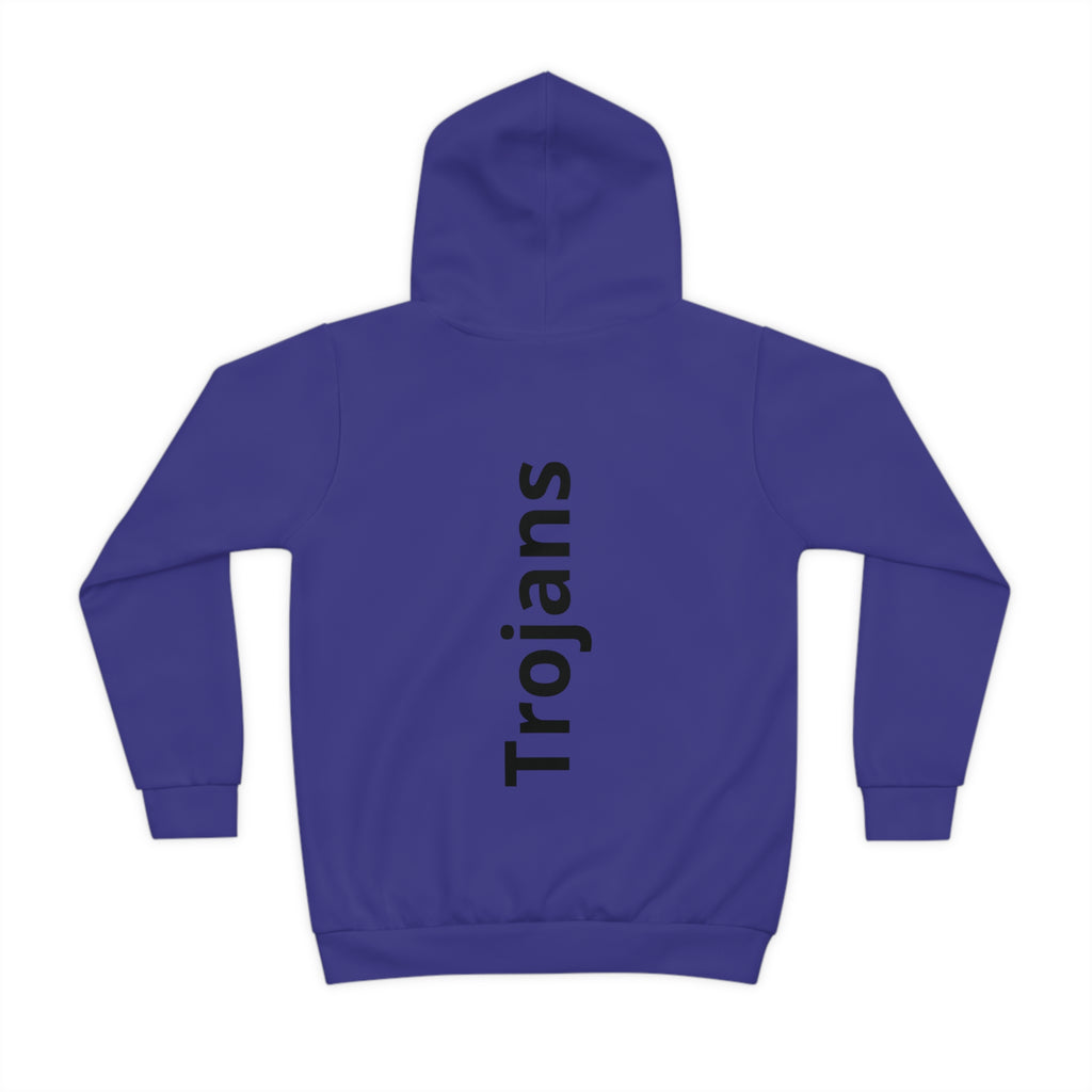 Trojans Kids Hoodie — Youth Purple Team Hoodie with Trojan Helmet Logo