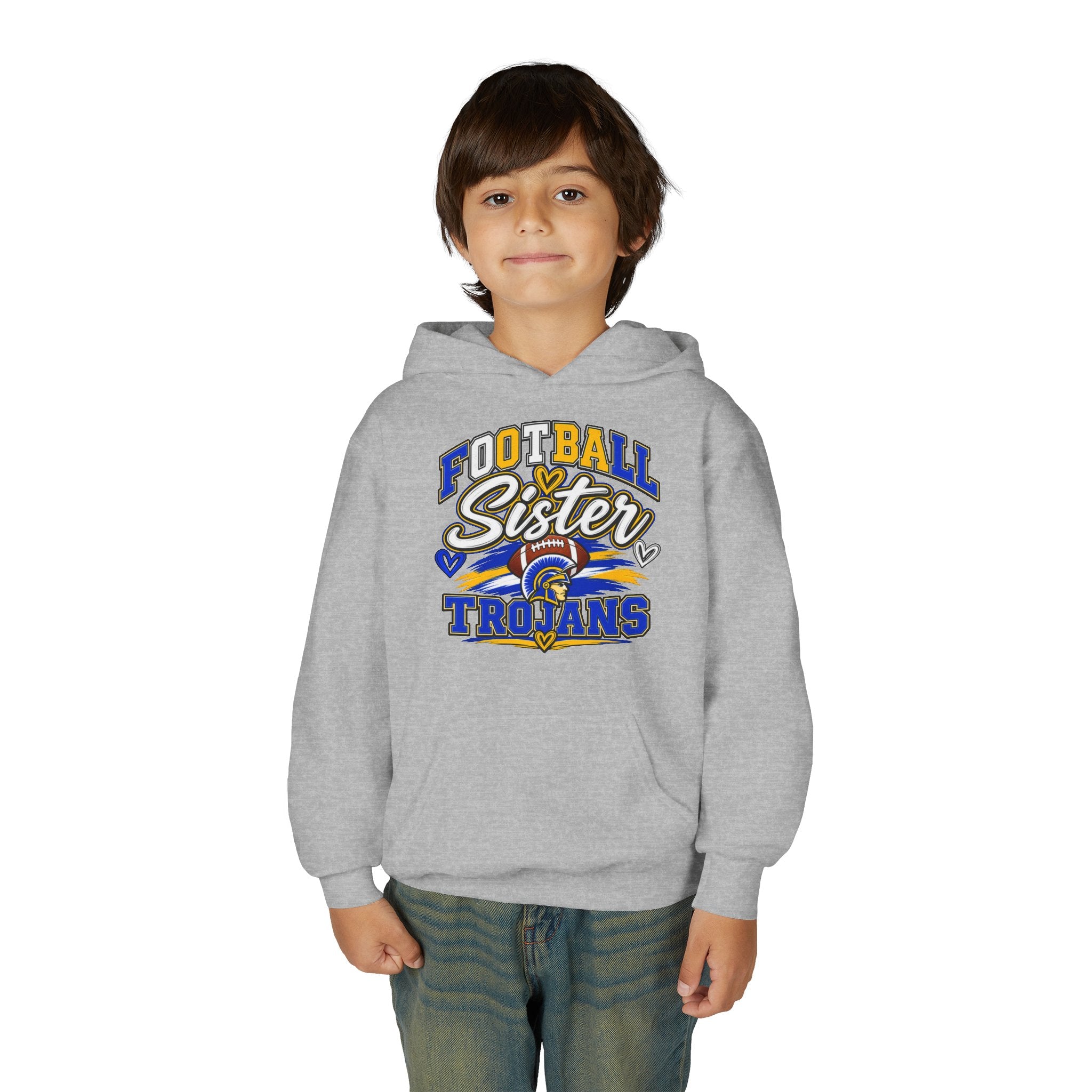 Youth Hoodie - "Football Sister" Trojans Team Spirit Pullover