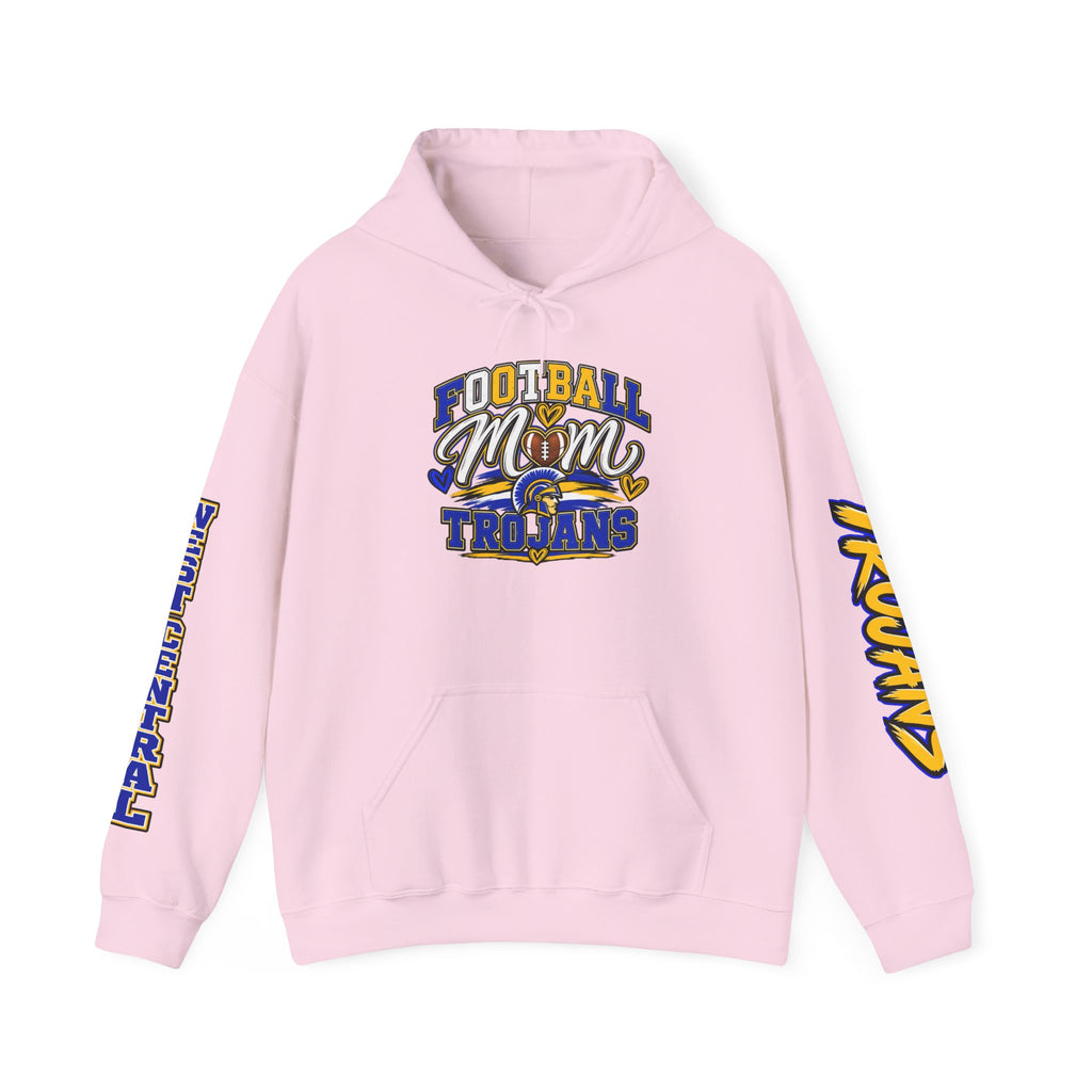 Football Mom Hoodie — Trojans West Central Sleeve Design