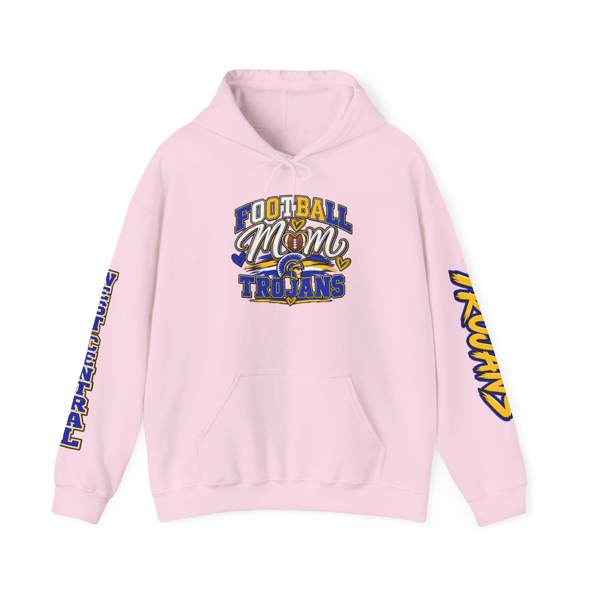 Football Mom Hoodie — Trojans West Central Sleeve Design