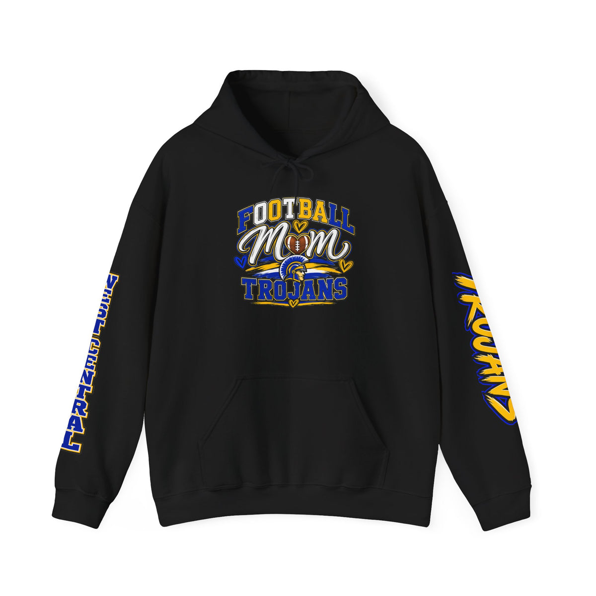 Football Mom Hoodie — Trojans West Central Sleeve Design