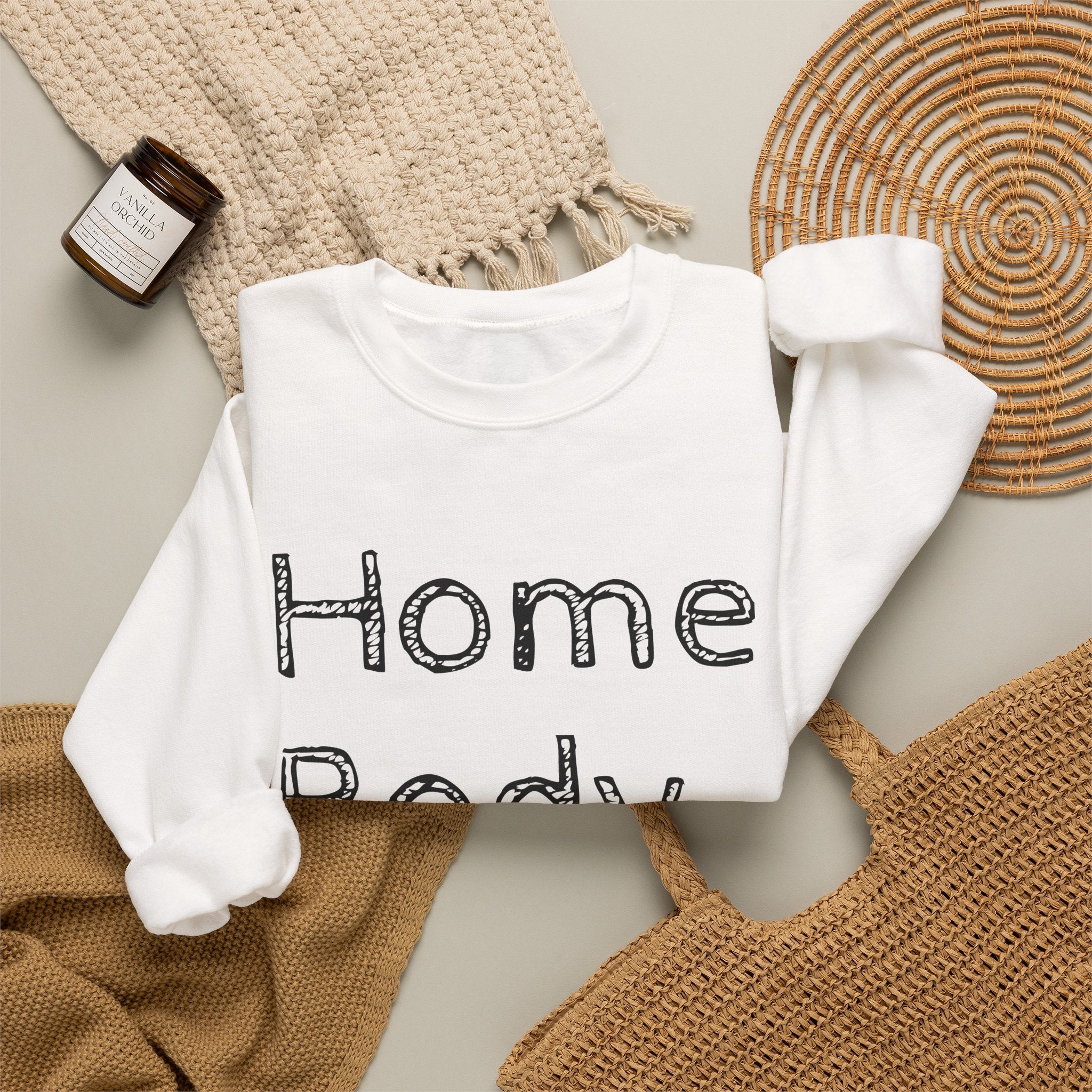 Sweatshirt — "Home Body" Cozy Crewneck Pullover