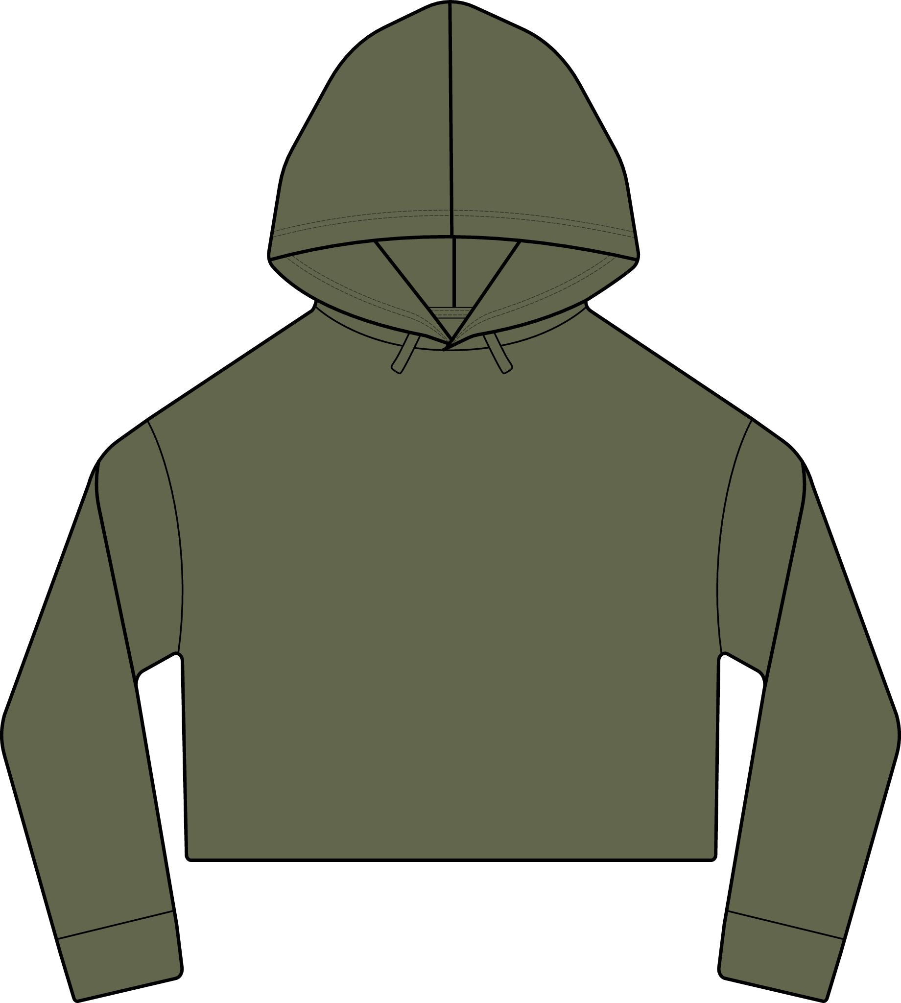 Cropped Women's Laguna Hoodie — Sueded Raw Edge Cozy Sweatshirt