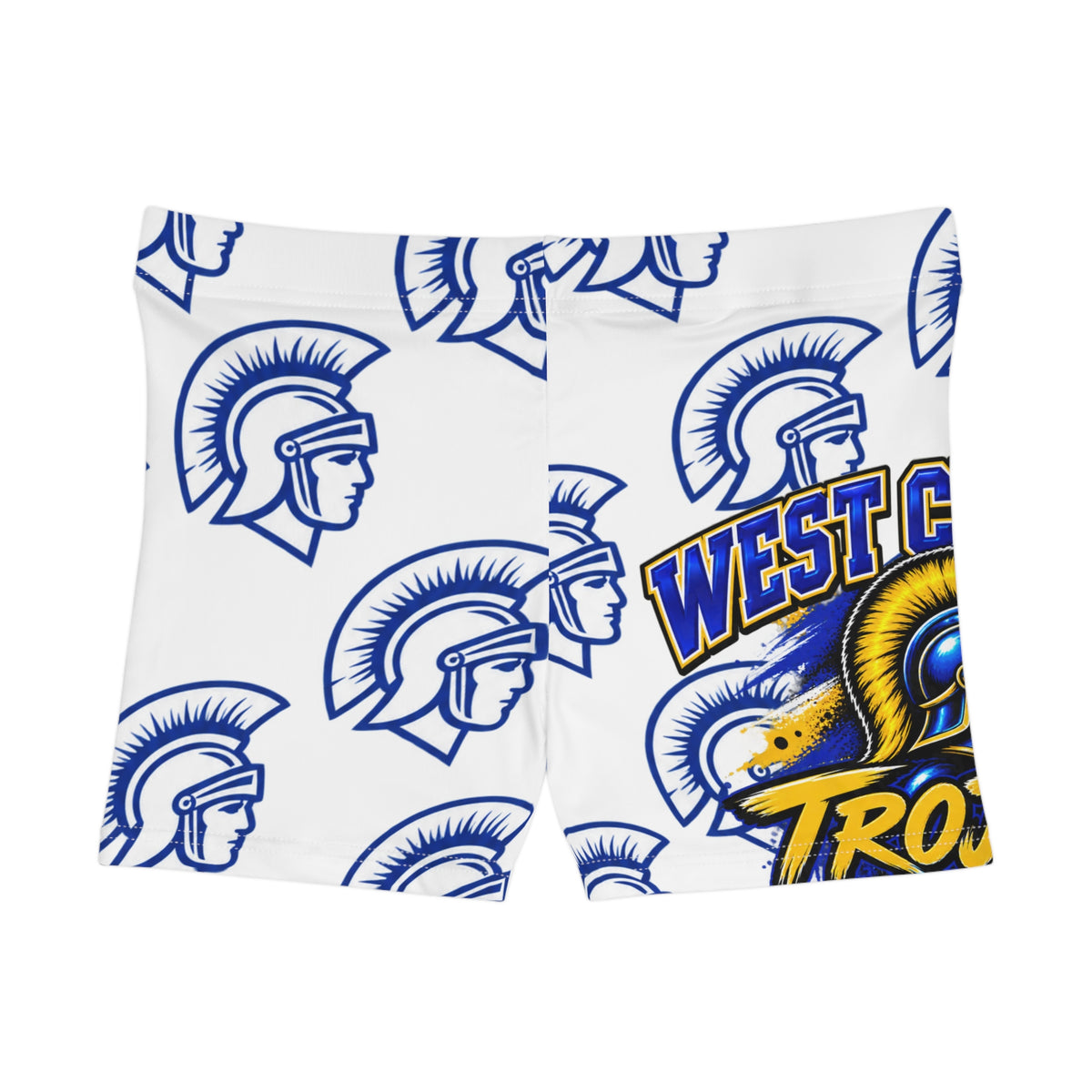 Trojan Logo Women's Athletic Shorts — All-Over Print Team Spirit