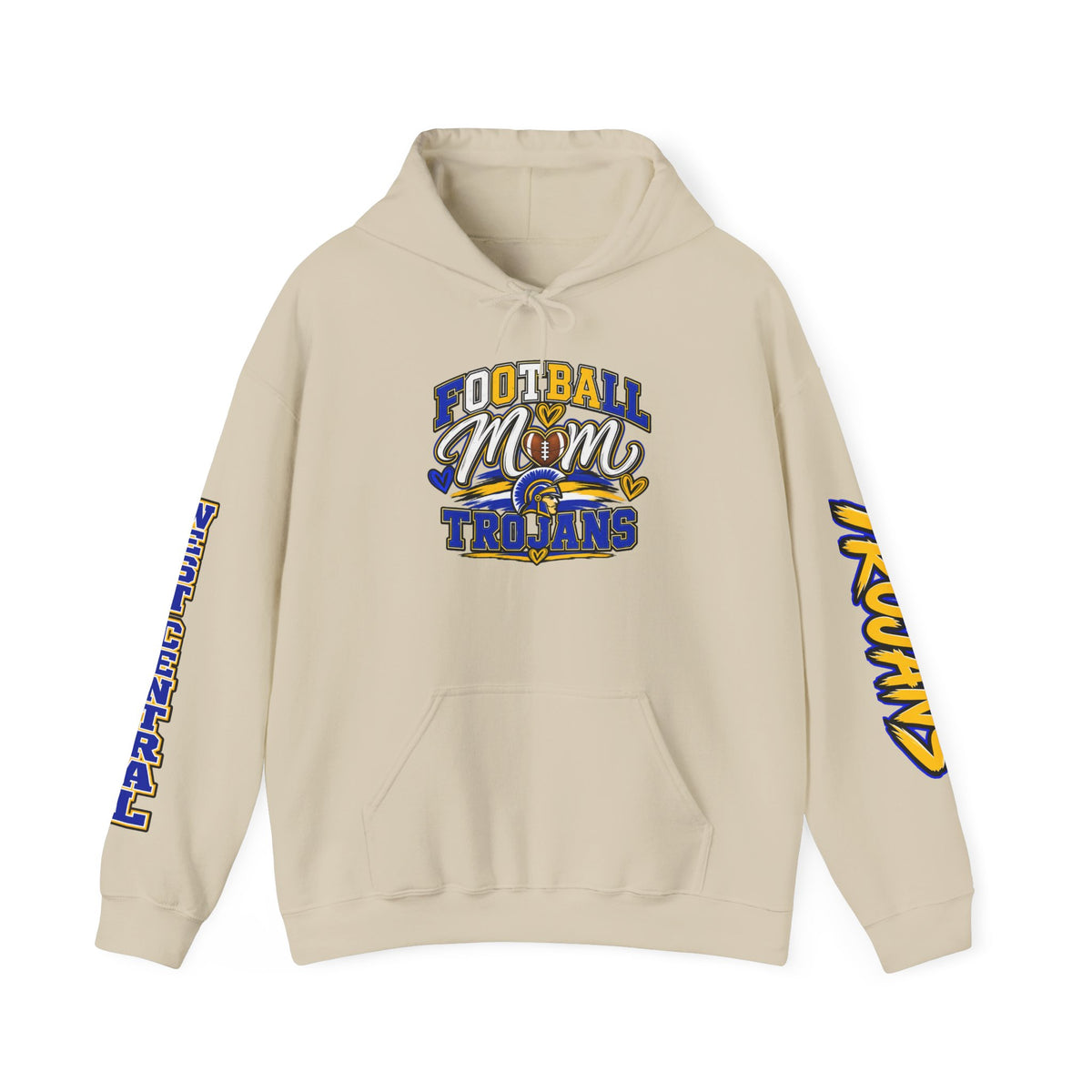 Football Mom Hoodie — Trojans West Central Sleeve Design