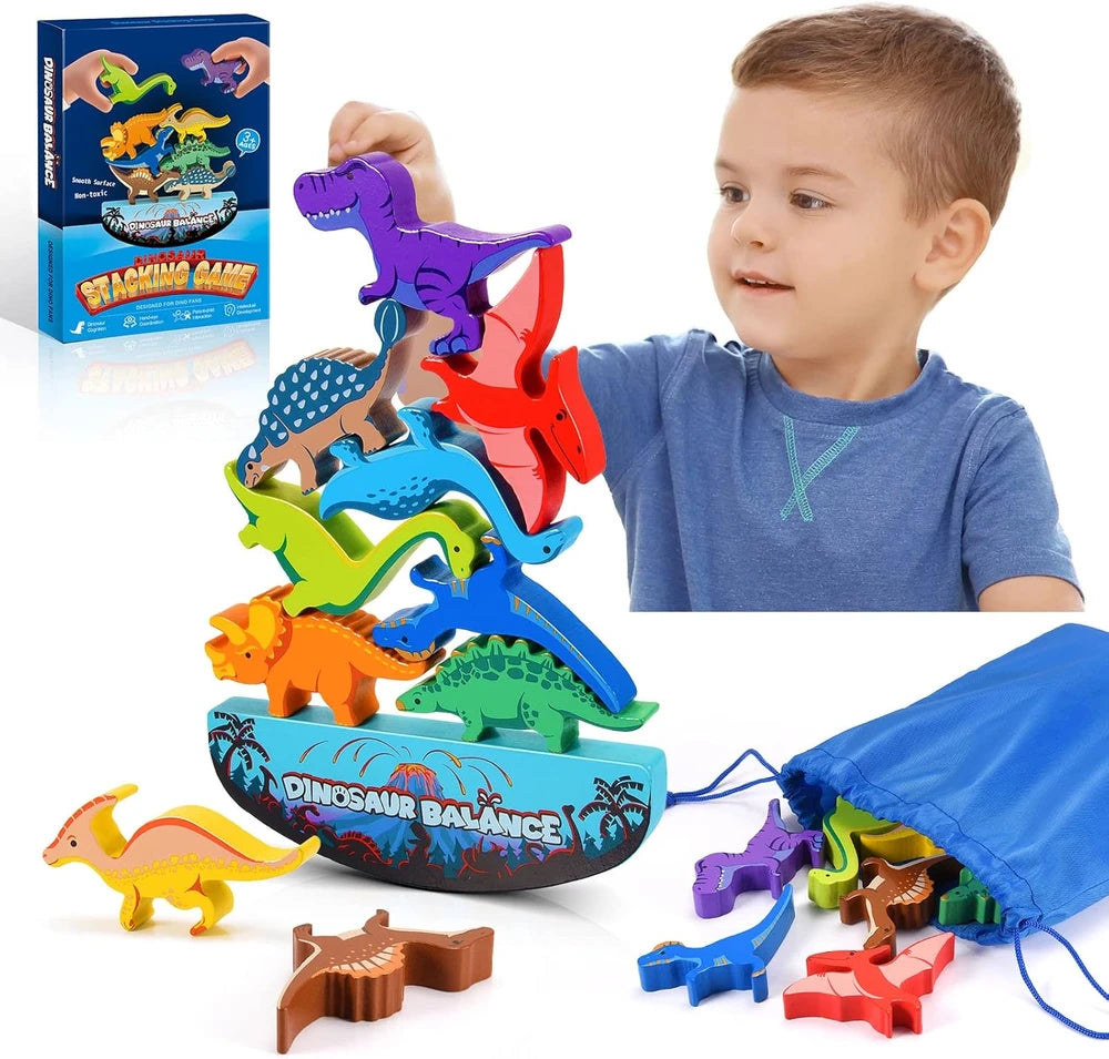 Wooden Dinosaur Stacking Blocks