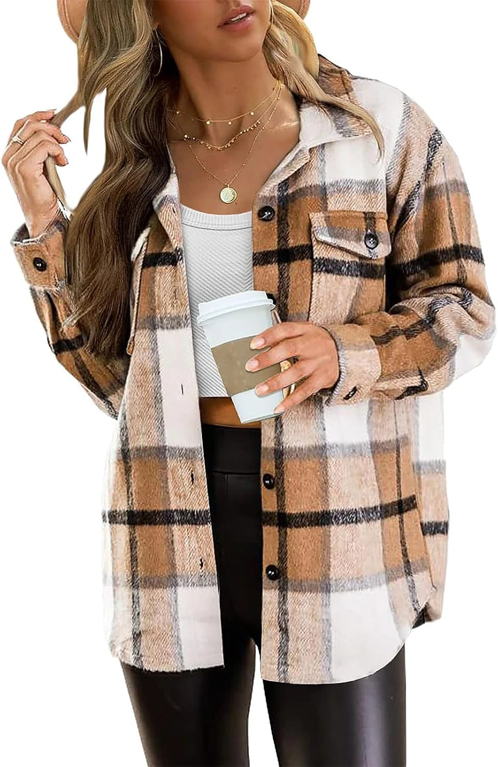 Plaid Flannel Button Down Shacket