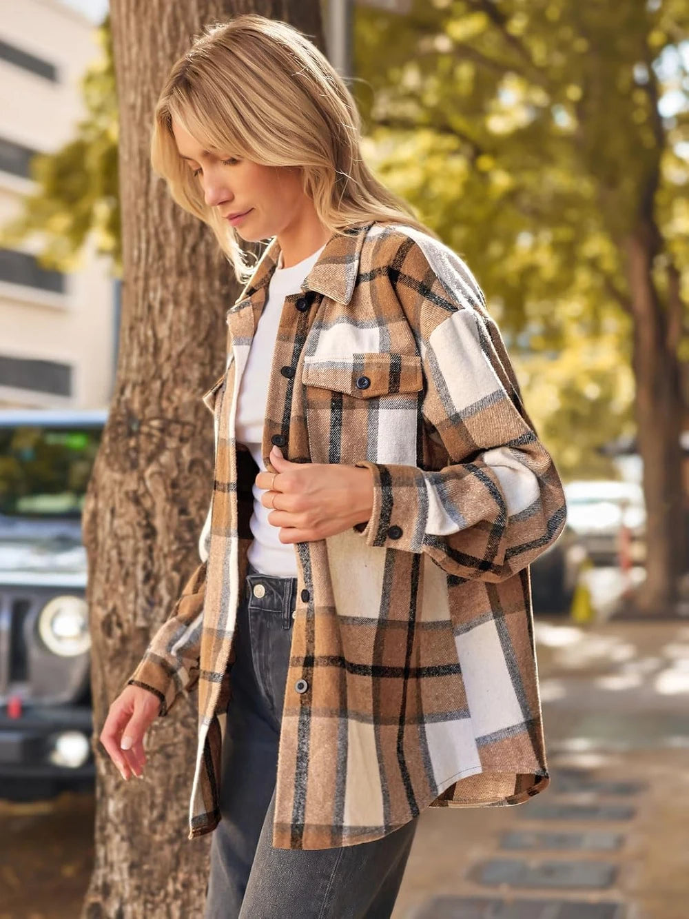 Plaid Flannel Button Down Shacket