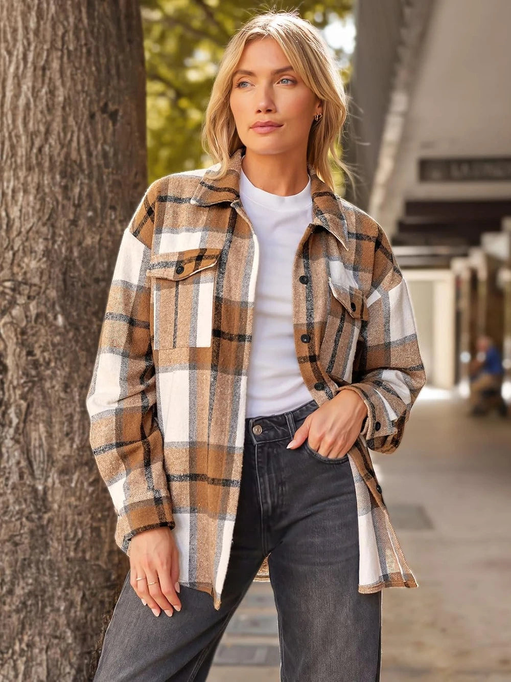 Plaid Flannel Button Down Shacket