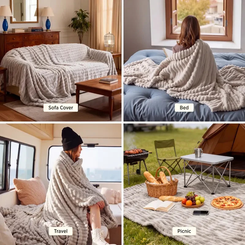 Corduroy Fleece Throw Blanket