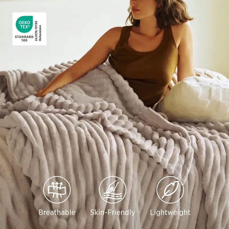 Corduroy Fleece Throw Blanket