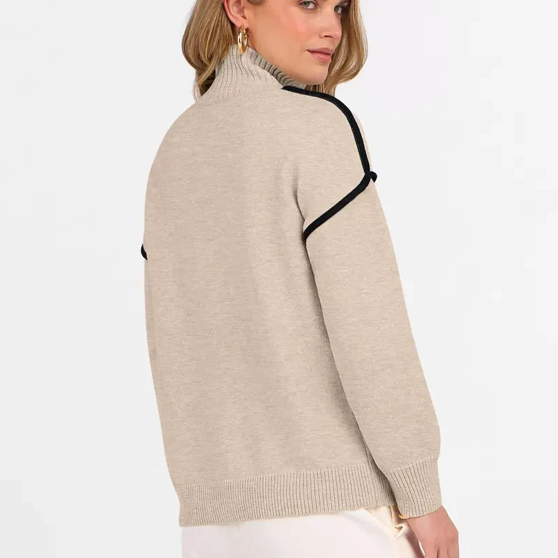 Quarter Zip Collared Knit Sweater