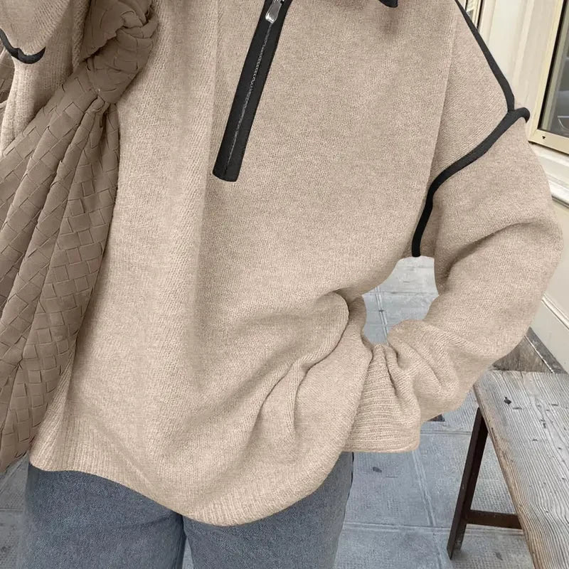Quarter Zip Collared Knit Sweater