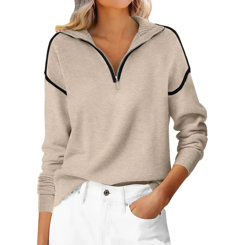 Quarter Zip Collared Knit Sweater