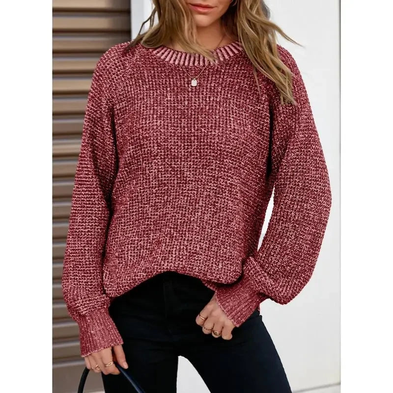 Oversized Waffle Knit Pullover Sweater