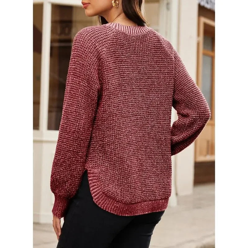 Oversized Waffle Knit Pullover Sweater