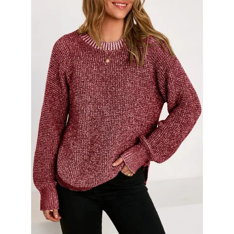 Oversized Waffle Knit Pullover Sweater