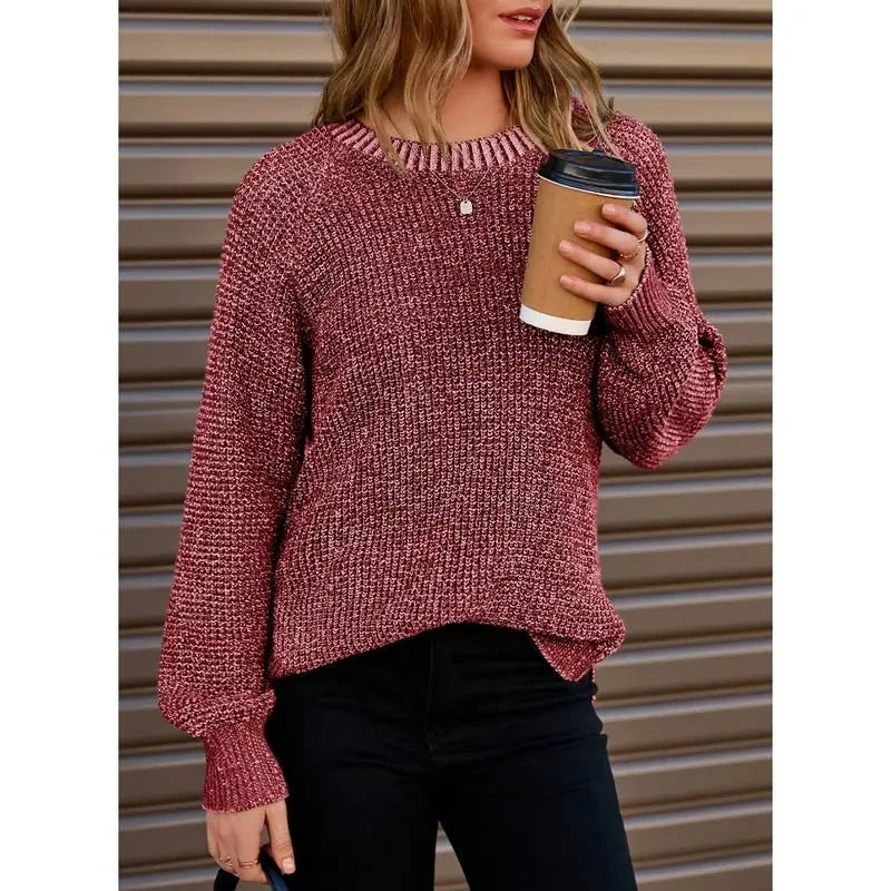 Oversized Waffle Knit Pullover Sweater