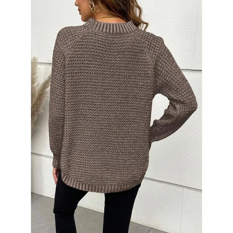 Oversized Waffle Knit Pullover Sweater